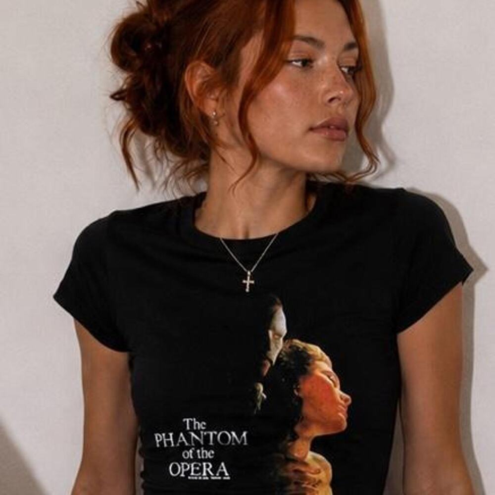 Vintage Y2K Phantom of the Opera Baby Tee medium broadway Musical Graphic Top